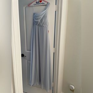 Worn once. One shoulder birdey grey dress